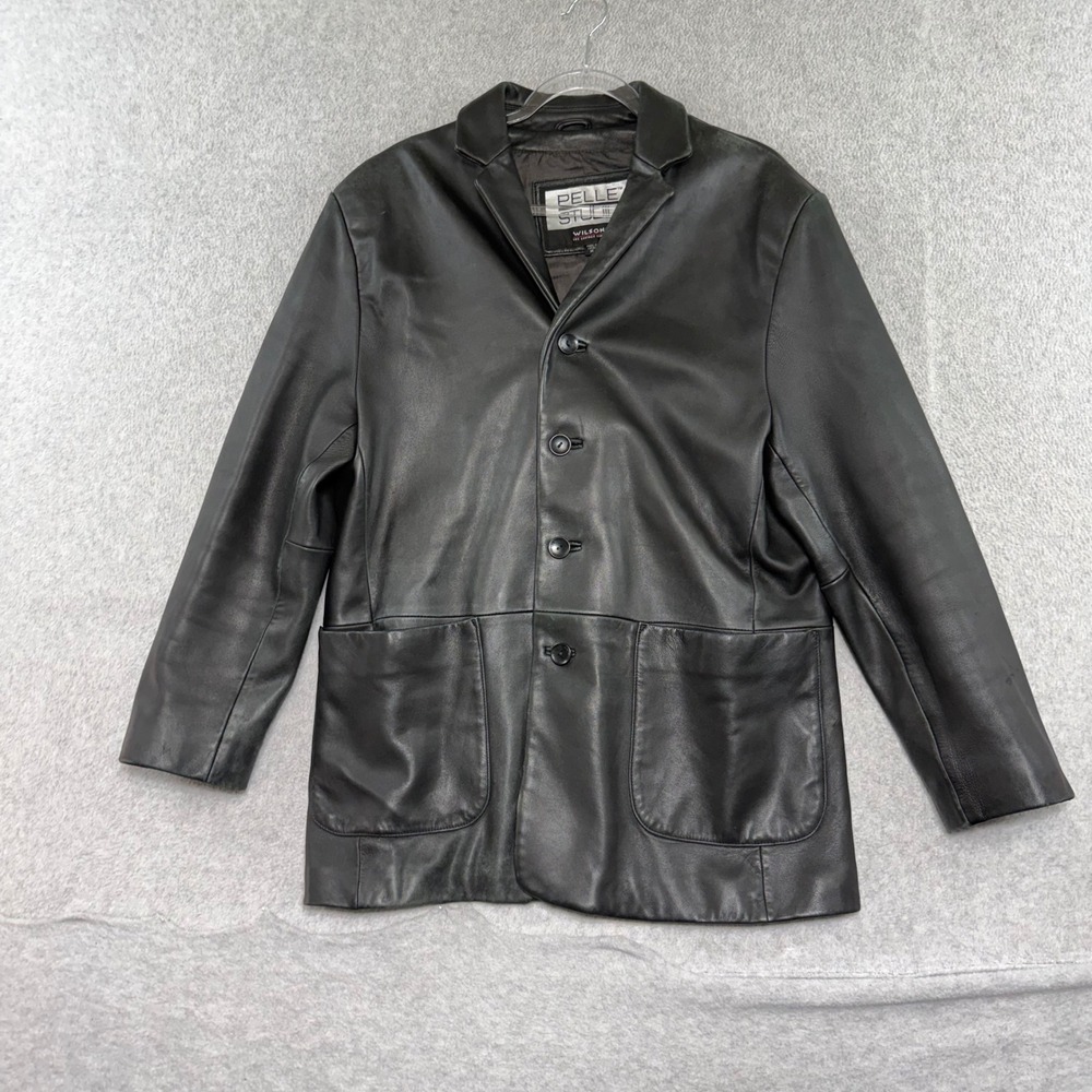 Pelle Studio Wilsons Leather Jacket Women M Black Blazer Button Front Coat